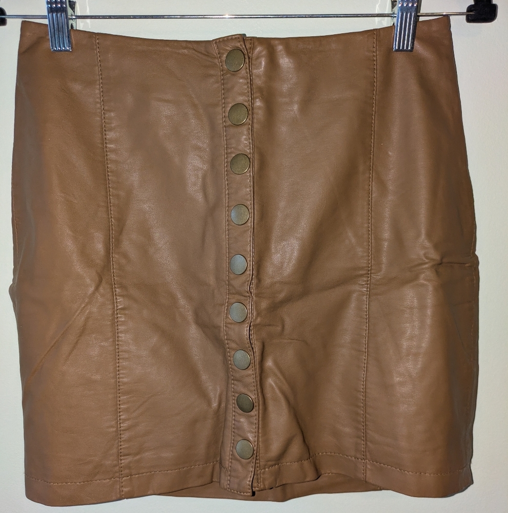 Brown Leather Mini Skirt